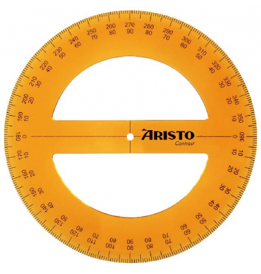 Contrast Vollkreis-Winkelmesser 360 Grad, Durchmesser 12cm, orange