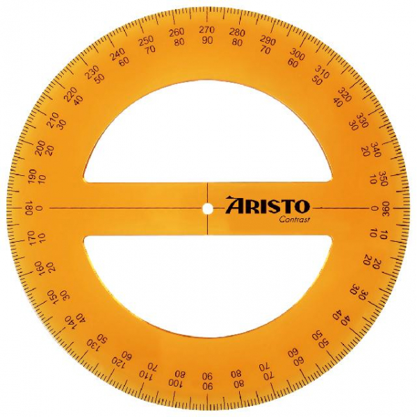 20 Stück Aristo Contrast Vollkreis-Winkelmesser 360 Grad, Durchmesser 12cm, orange 9003182223015 Aristo