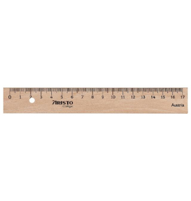 College Holzlineal 17 cm Birkenholz, Stahlkante, im Blister