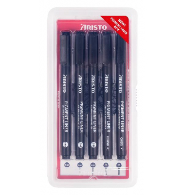 Fineliner-Set Creative&Draving, AR23535, schwarz (Schreibfarbe: schwarz), 0,05+0,4+0,8mm-Rund+Keil
