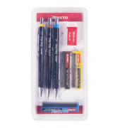 Druckbleistift-Set Feinminenstift Geo-Pen 3er Set schwarz, AR85010, Härte HB, 0,35mm+0,5mm+0,7mm, schwarz