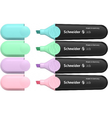 Textmarker Job Pastell, 507978, Etui, 4-farbig sortiert, 1-5mm Keilspitze