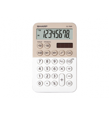 EL-760R latte-weiß anz.Tischrechner 8 Stellen, 3 Tasten-Speicher