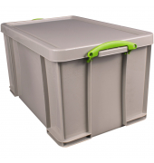 Aufbewahrungsbox Recycling 84RDG, 84 Liter mit Deckel, für A4 Ordner, außen 710x440x380mm, Kunststoff taubengrau