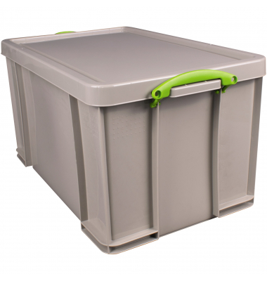 Aufbewahrungsbox Recycling 84RDG, 84 Liter mit Deckel, für A4 Ordner, außen 710x440x380mm, Kunststoff taubengrau