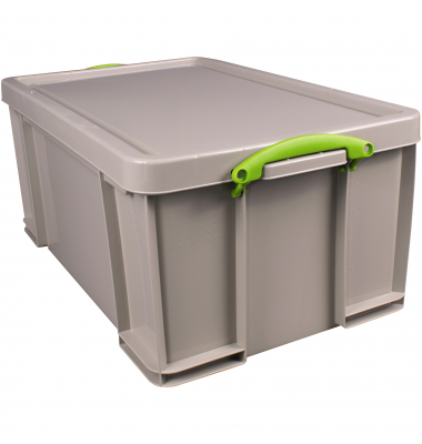Aufbewahrungsbox Recycling 64RDG, 64 Liter mit Deckel, für A4 Ordner, Hängemappen, außen 710x440x310mm, Polypropylen, 100 % recy