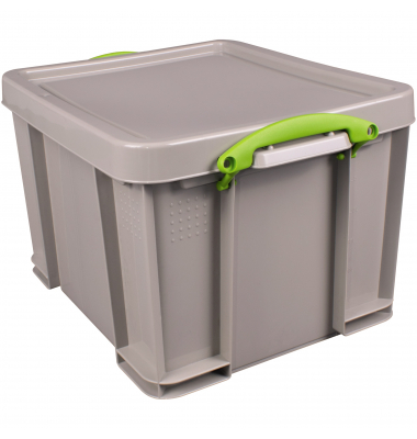 Aufbewahrungsbox Recycling 42RDG, 42 Liter mit Deckel, außen 520x440x310mm, Polypropylen, 100 % recycelt taubengrau