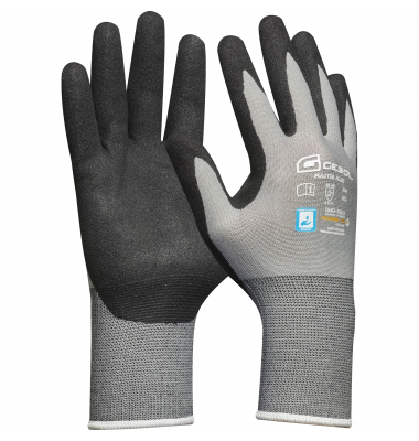 Arbeitshandschuhe MASTER FLEX, Nitril mit Sandy Finish, grau, Größe 8 / M