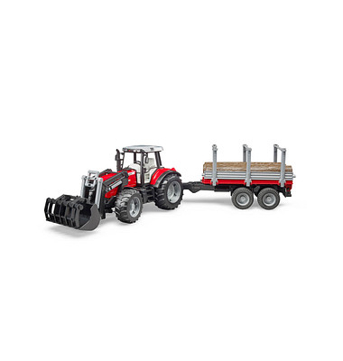 Traktor Massey Ferguson 7480 mit Frontlader und Holztransportanhänger 2046 Spielzeugauto Traktor Massey Ferguson 7480 mit Frontlader und Holztransportanhänger 2046 Spielzeugauto