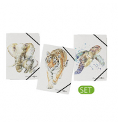 Eckspannmappe Save me 21627-25, A4 elefant/Tiger/Schildkröte Recyclingkarton 325g, mit 3 Einschlagklappen
