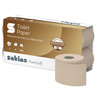 Toilettenpapier Satino PureSoft 076980, 3-lagig, soft beige, 250 Blatt / Rolle,