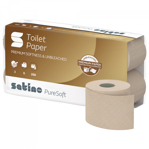 4000735353927 - Toilettenpapier Satino PureSoft 076980 3-lagig soft beige 250 Blatt   Rolle 4000735353927 8 Stück