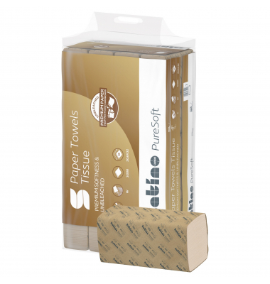 Falthandt&uuml;cher Satino PureSoft 277570, 24x23cm, 2-lagig, Zickzack (V-Falz), soft beige, Recyclingpapier