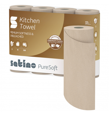 K&uuml;chenrollen PureSoft 175890 3-lagig soft beige Rolle &agrave; 64 Blatt