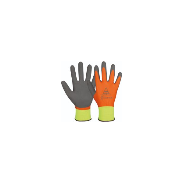 4018949995185 - Montagehandschuhe SuperFlex + Latex Latexschaum neon-gelb orange grau Größe 8   M 4018949995185 10 Stück