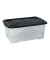 Aufbewahrungsbox Curve 2002020110, 42 Liter, mit Deckel, au&szlig;en 600x397x252mm, PP Kunststoff - 100% recycelbarer transparent/schw