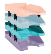 Briefablage Combo Midi Aquarel 113296SETD, A4/C4, pastell-blau/grün/violett/koralle, Polystyrol stapelbar