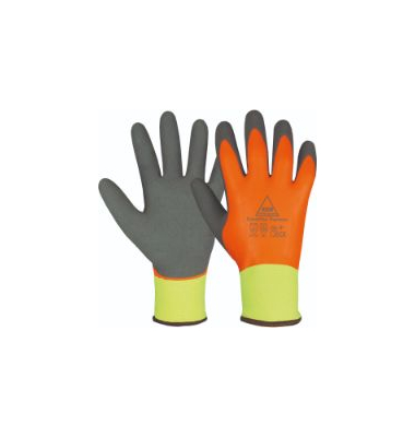 Winter-/Montagehandschuh SuperFlex Thermo+, Latex, Latexschaum, neon gelb/neon orange/grau, Größe 8 / M