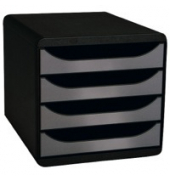 Schubladenbox 310438D, 4 Schubladen, A4+, grauschwarz