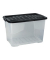 Aufbewahrungsbox Curve 2002030110, 65 Liter, mit Deckel, au&szlig;en 600x397x378mm, PP Kunststoff - 100% recycelbarer transparent/schw
