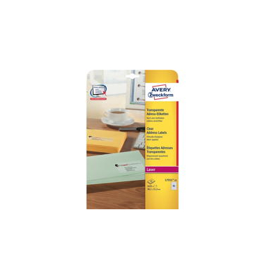 Etiketten L7551-25, transparent 38,1x21,2mm, rechteckig, Etiketten L7551-25, transparent 38,1x21,2mm, rechteckig,