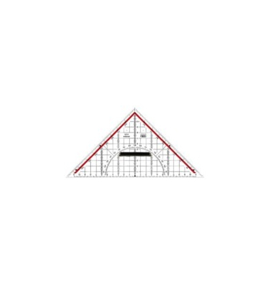 Geometriedreieck M+R 23230100, Hypotenuse 220mm, mit Griff, transparent