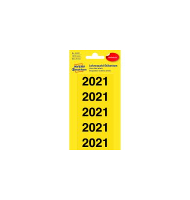 Jahreszahlen 43-221, 2021, gelb, 60x26mm, selbstklebend