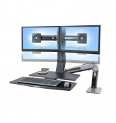 Monitor-Maus-Tastatur-Halterung Work-Fit A, Dual mit Arbeitsfläche+ 24-316-026 schwarz, silber für 2 Monitore, 1 Tast