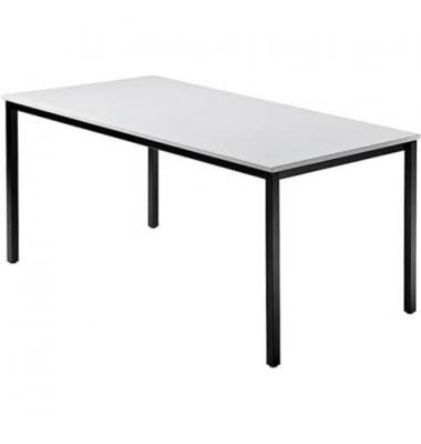 Besprechungstisch D-Serie, 72cm (H), 160x80cm (BxT), 6 Personen, rechteckig, grau / schwarz