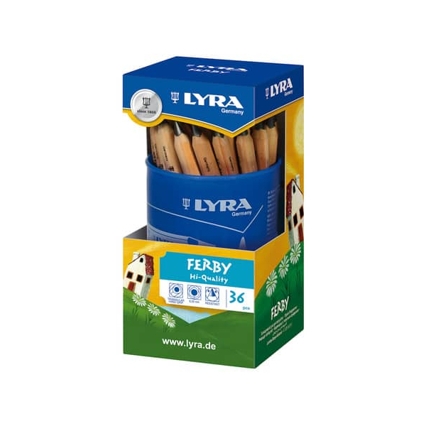 36 Stück Lyra Graphitstift Super Ferby natur in der Dose, L1833360, naturbraun, 6,25mm, B 4084900450017 Lyra
