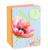 Geschenktasche 51266 Blume, allgemein, Schleifenband mit Anhänger, Blume, 11cm x 14cm
