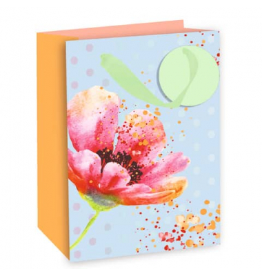 Geschenktasche 51266 Blume, allgemein, Schleifenband mit Anhänger, Blume, 11cm x 14cm