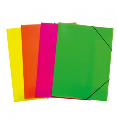 Gummizugmappe neon 19702, A3 neon Polypropylen, mit 3 Einschlagklappen