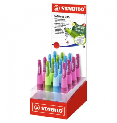 Druckbleistift-Set STABILO EASYergo 3.15 Kleindisplay, 7890/16-1HB, 16x farbig sortiert, 3,15mm, HB