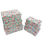 Weihn.Geschenkkarton Bäumchen bunt Weihn.Geschenkkarton Bäumchen bunt