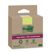 Haftnotizen 654 RSS3COL, 76x76mm, farbig sortiert (limonengr&uuml;n/rosa/denimblau), quadratisch