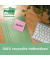 Haftnotizen 654 RSS3COL3+1F, Recycling Notes Super Sticky, 76x76mm, farbig sortiert (blau/gelb/rosa/gr&uuml;n), quadratisch