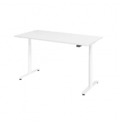 Sitz-Steh-Schreibtisch, elektrisch höhenverstellbar, 63-127cm (H), 160x80cm (BxT), rechteckig, weiß / silber