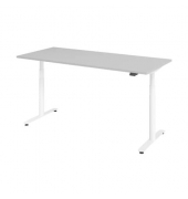 Sitz-Steh-Schreibtisch, elektrisch höhenverstellbar, 63-127cm (H), 180x80cm (BxT), rechteckig, grau / silber