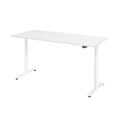 Sitz-Steh-Schreibtisch, elektrisch höhenverstellbar, 63-127cm (H), 180x80cm (BxT), rechteckig, weiß / silber
