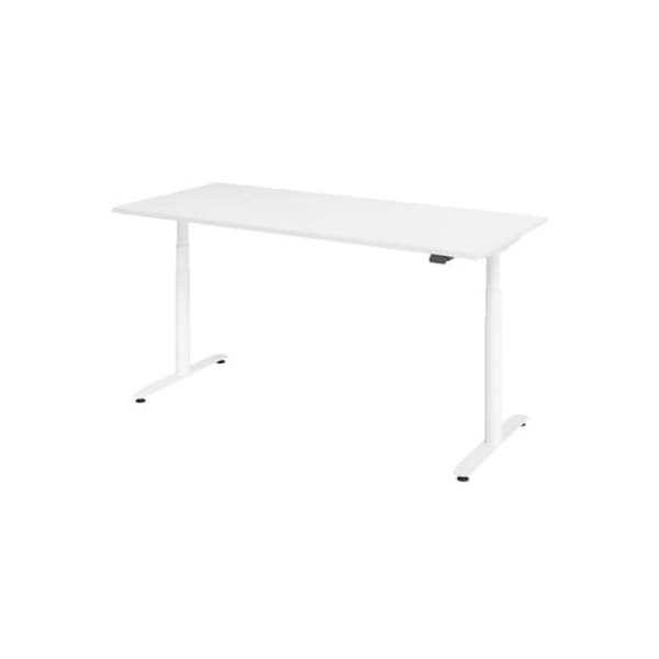 4032062303689 - Sitz-Steh-Schreibtisch VXDLR19 W S elektrisch höhenverstellbar 63-127cm (H) 1800mmx80cm (BxT) rechteckig weiß   Silber 40320