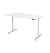 Sitz-Steh-Schreibtisch, elektrisch höhenverstellbar, 63-127cm (H), 160x80cm (BxT), rechteckig, weiß / graphit