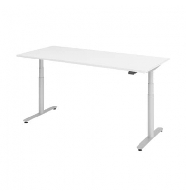 Sitz-Steh-Schreibtisch, elektrisch höhenverstellbar, 63-127cm (H), 180x80cm (BxT), rechteckig, weiß / graphit