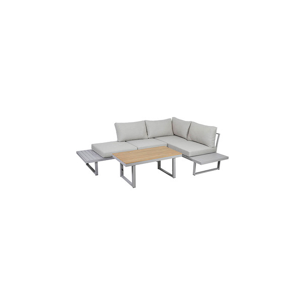 4005437286214 - Loungegarnitur 3-tlg Aruba Holz Metall Textil mit Kissen 4005437286214 - Loungegarnitur 3-tlg Aruba Holz Metall Textil mit Kissen