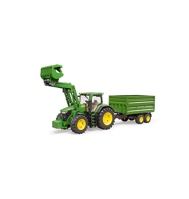 Traktoren-Serie: 7R Traktor John Deere 7R 350 mit Frontlader und Tandemachstransportanhänger 3155 Spielzeugauto