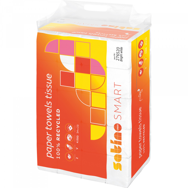 4000735555611 - Falthandtücher Satino Smart 276520 24x23cm 2-lagig Zickzack (V-Falz) hochweiß Recyclingpapier 4000735555611 4000 Blatt
