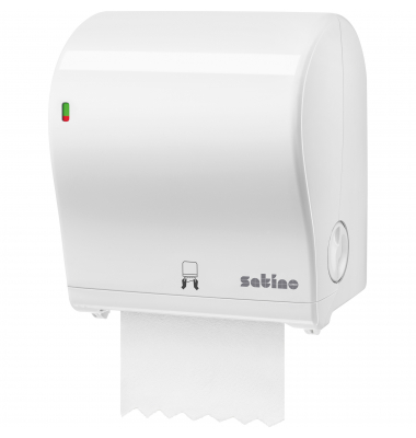 Rollenhandtuchspender 331520 Satino AutoCut Midi, wei&szlig;, Au&szlig;enabrollung
