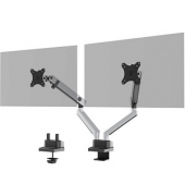 Monitor-Halterung SELECT PLUS 509723 silber für 2 Monitore, Tischklemme, Tischbohrung