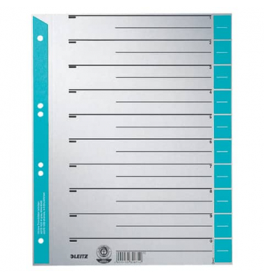 Trennblätter 1652 1652-00-30 A4 grau/hellblau 230g Karton