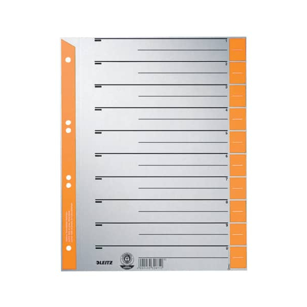 4002432328697 - 1 bis 10 Trennblätter DIN A4 Überbreite Orange 10-teilig Pappkarton 6 Löcher 1652 100 Stück